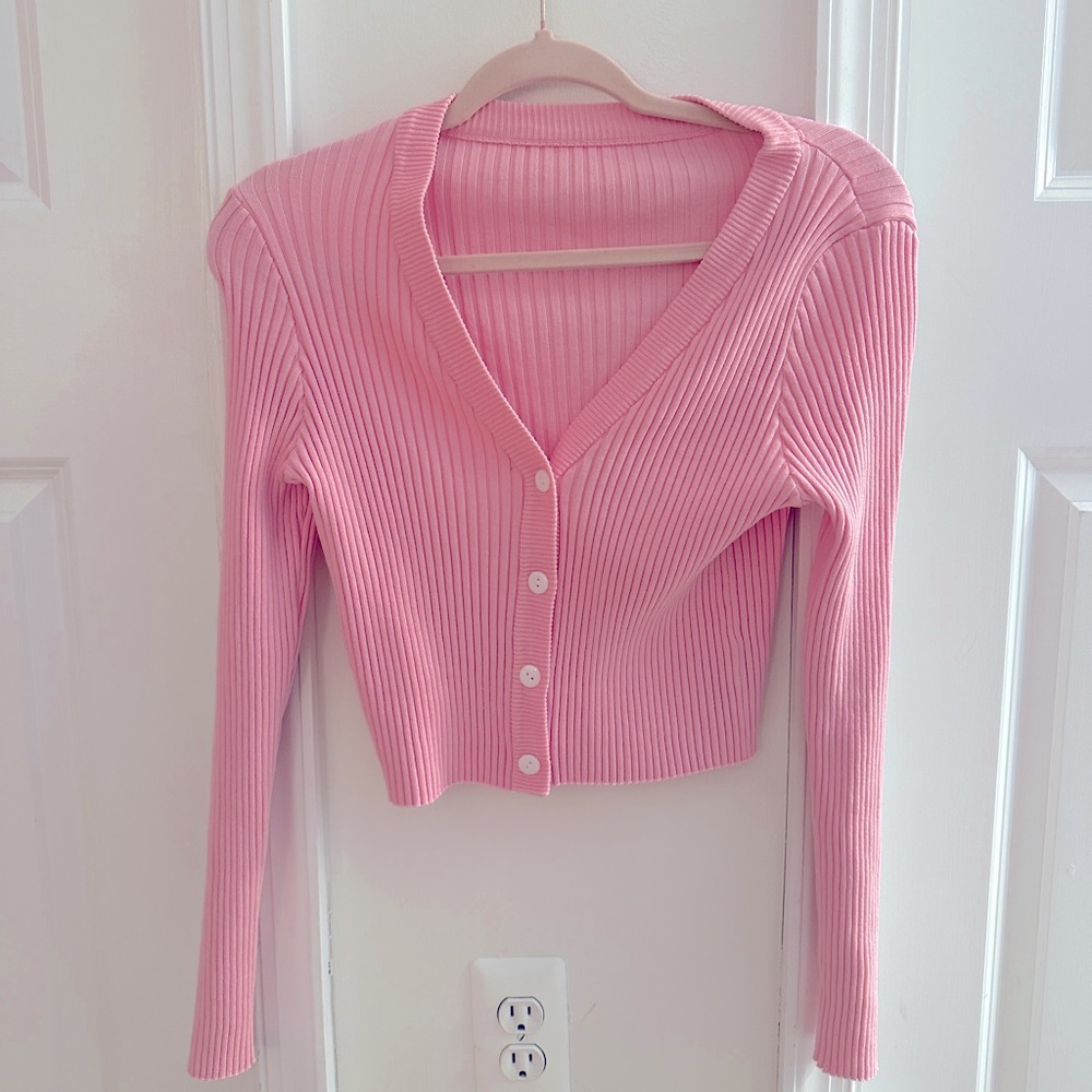pink button blouse